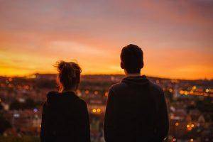 friends watching sunset
