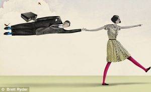 woman guiding man