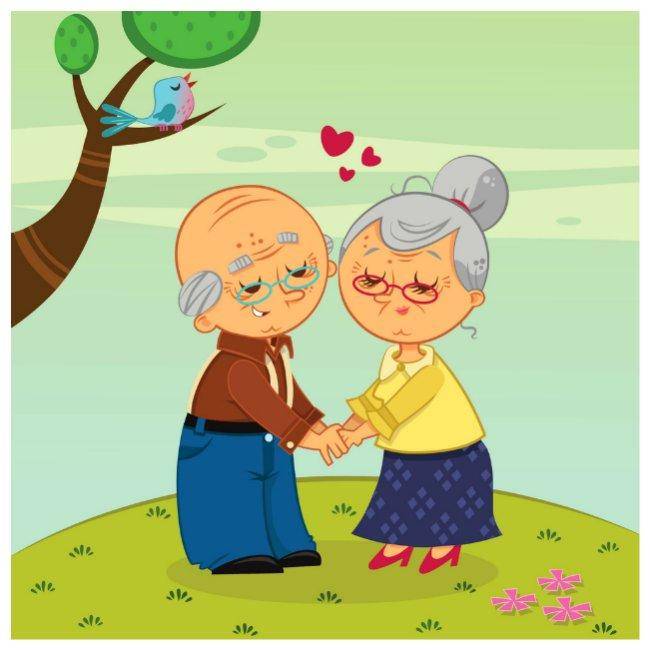 Old couple holding hands