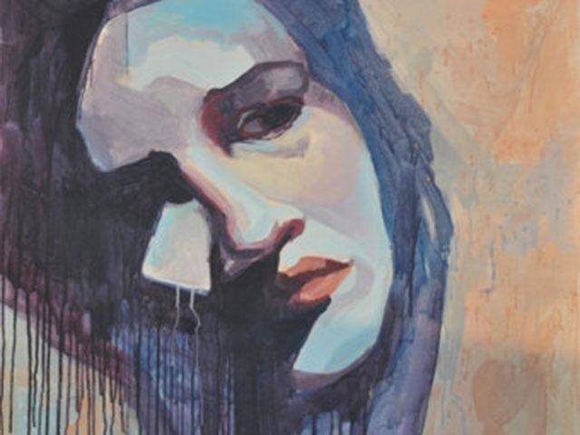 sad lady painting