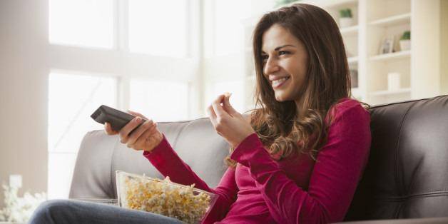 woman watching tv