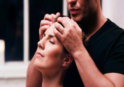 Giving massage wife