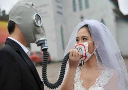 couple wearing a mask