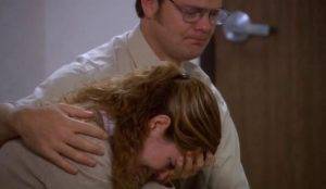 man soothing a woman
