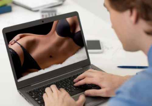 man watching sexy lady on laptop