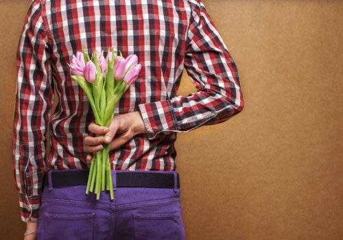 man with flowers