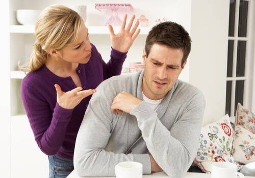 woman yelling at man