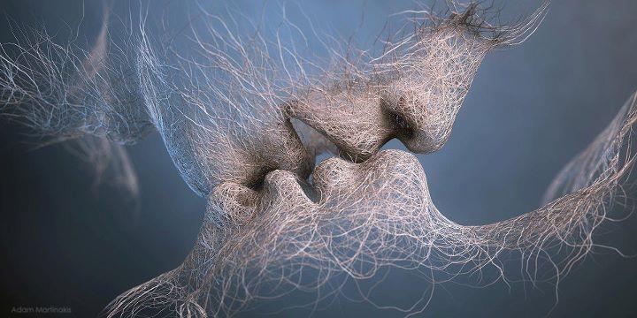 man and woman kissing