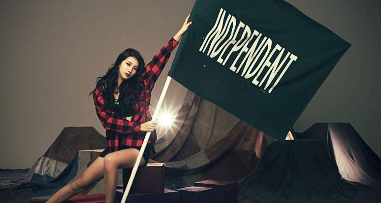 independent lady with flag