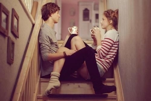 a girl and a boy talking