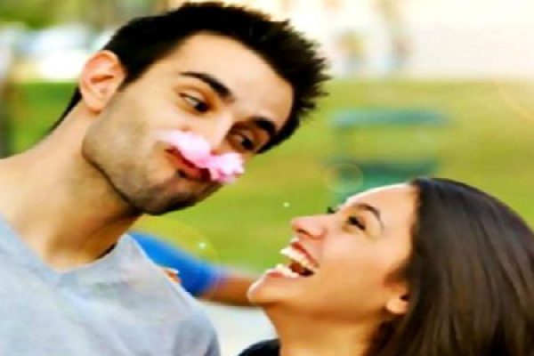 couple laughing together