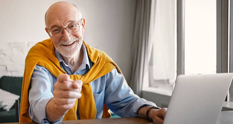 Old man with laptop
