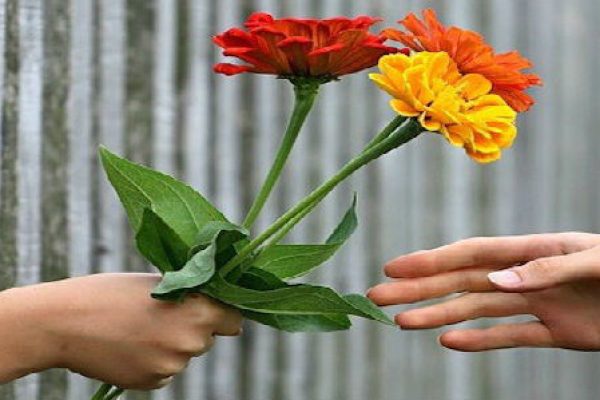 flowers in hand