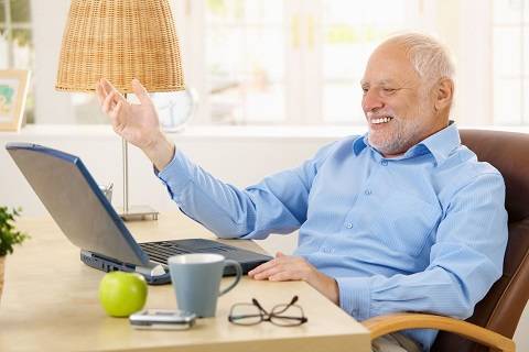 grandpa on a computer
