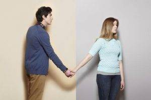 man holding wife