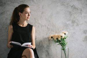 woman reading book