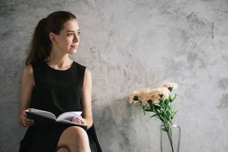 woman reading book