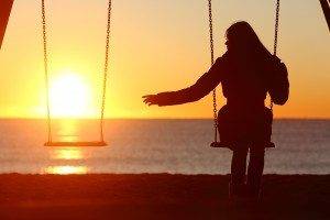 woman sitting alone
