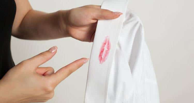 Lipstick mark on shirt