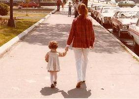 girl walking with nanny