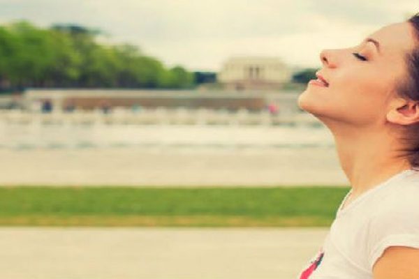 side profile of beautiful woman enjoying with self