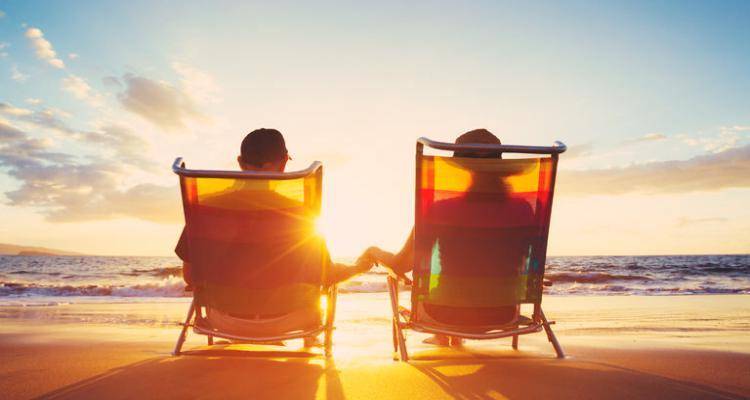 happy couple on the beach