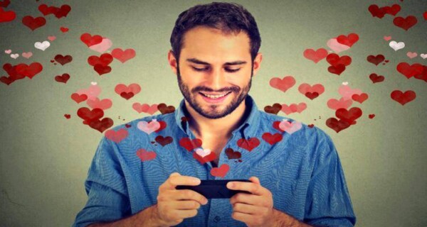man texting lover on phone