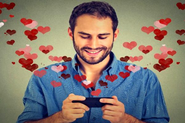 man texting lover on phone
