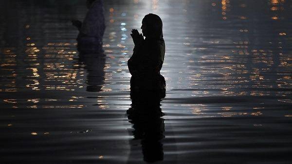 woman in lake