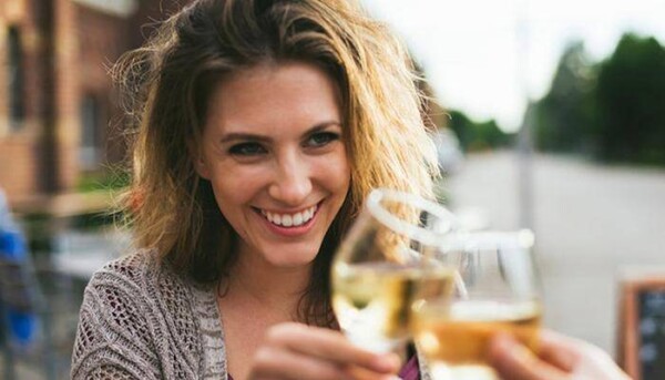 Woman drunk with wine