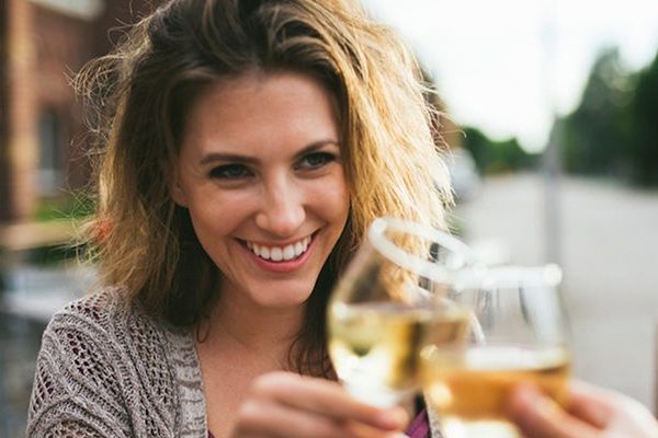 Woman drunk with wine