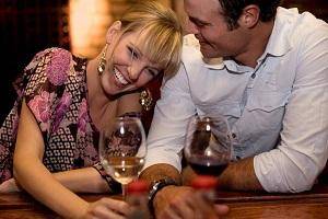 Flirting in bar