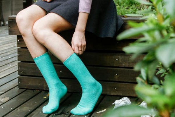 Girl with green socks