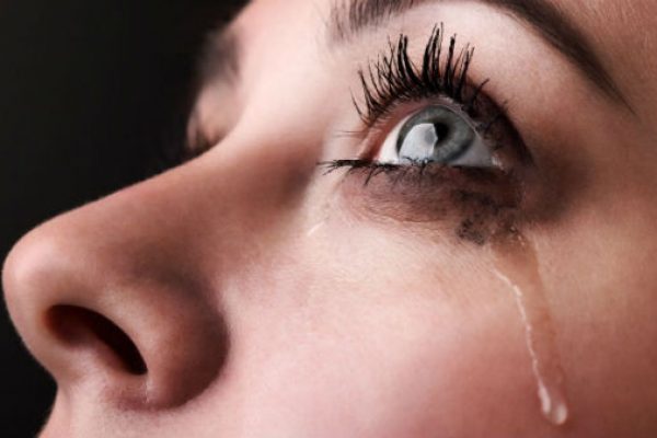 Woman crying tears
