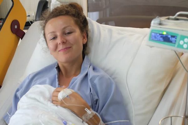 woman in hospital bed