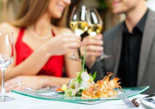 Couple drinking and eating