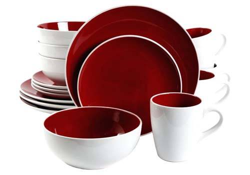 crockery red and white