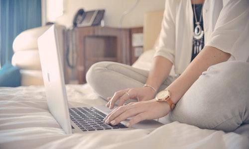 woman using a laptop