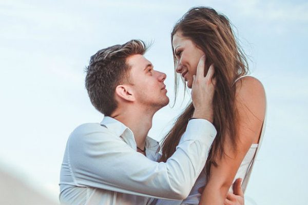 Couple looking at each other