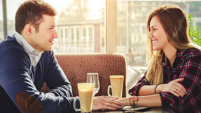 man talking on his first date