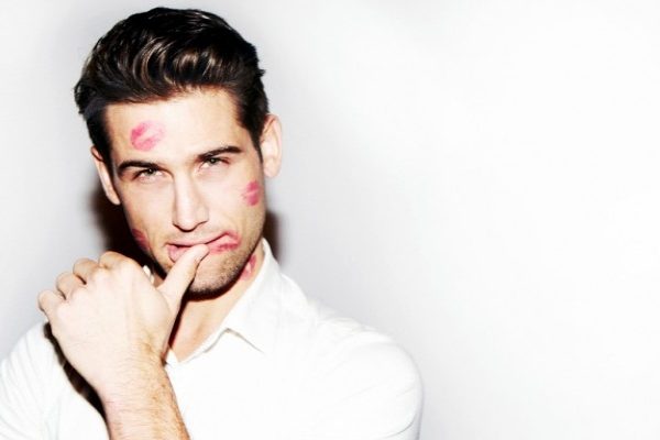 Men With kisses on his face