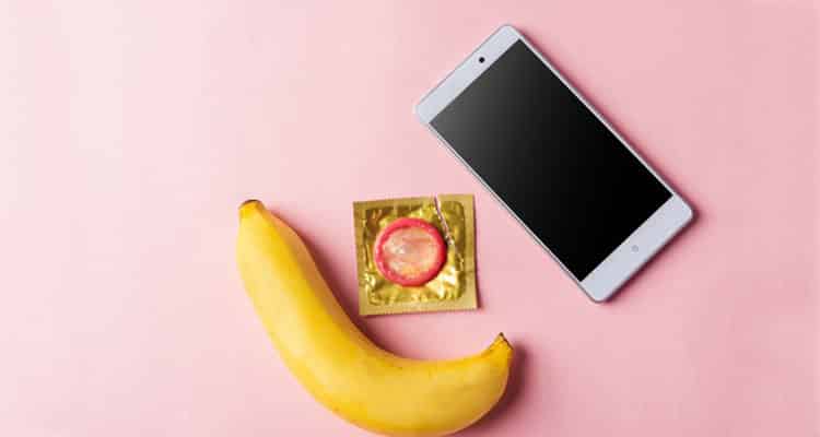 Phone, condom & banana