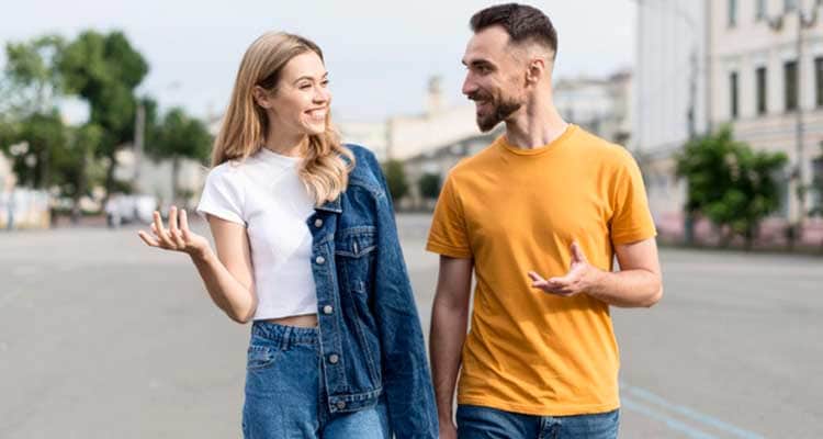 Couple discussing something