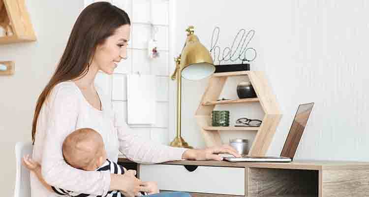 working woman with child