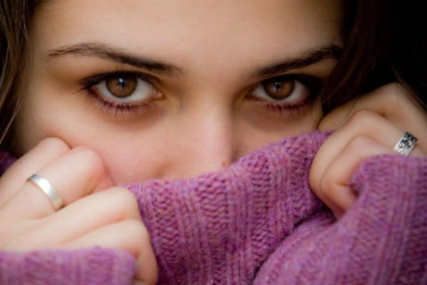 Shy woman