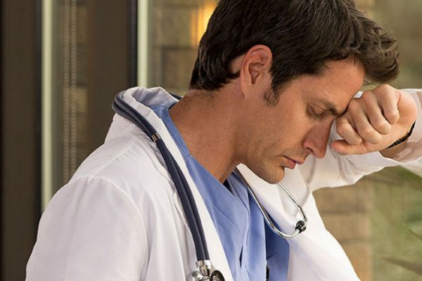 Unmarried sad doctor