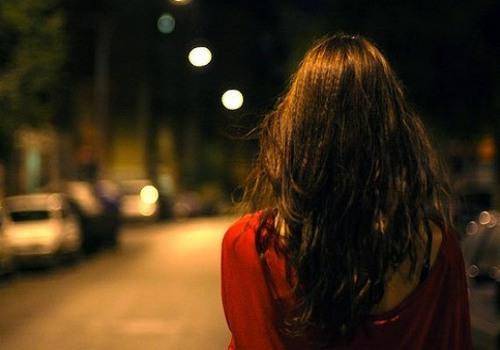 alone lady on road