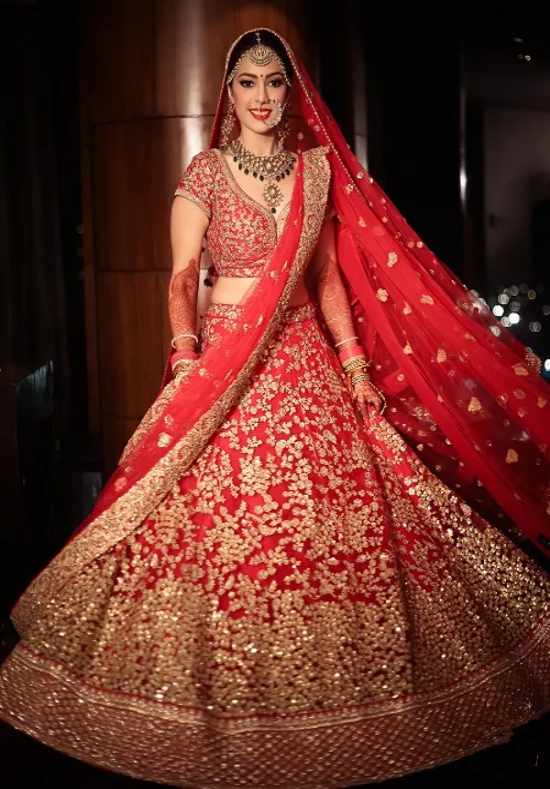 bridal lehenga dark red colour