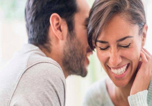 happy couple laughing together