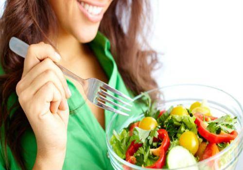 lady eating salad